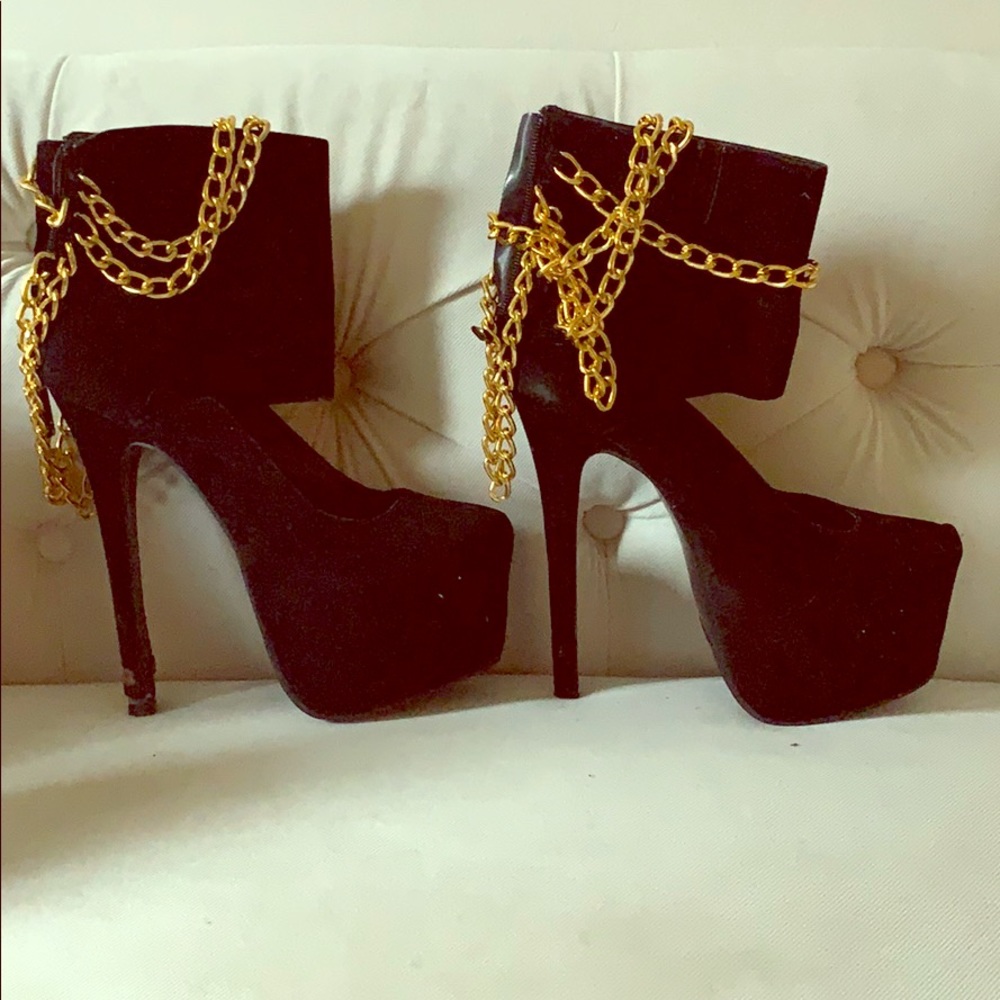 NEW PAIR of black suede stiletto heels